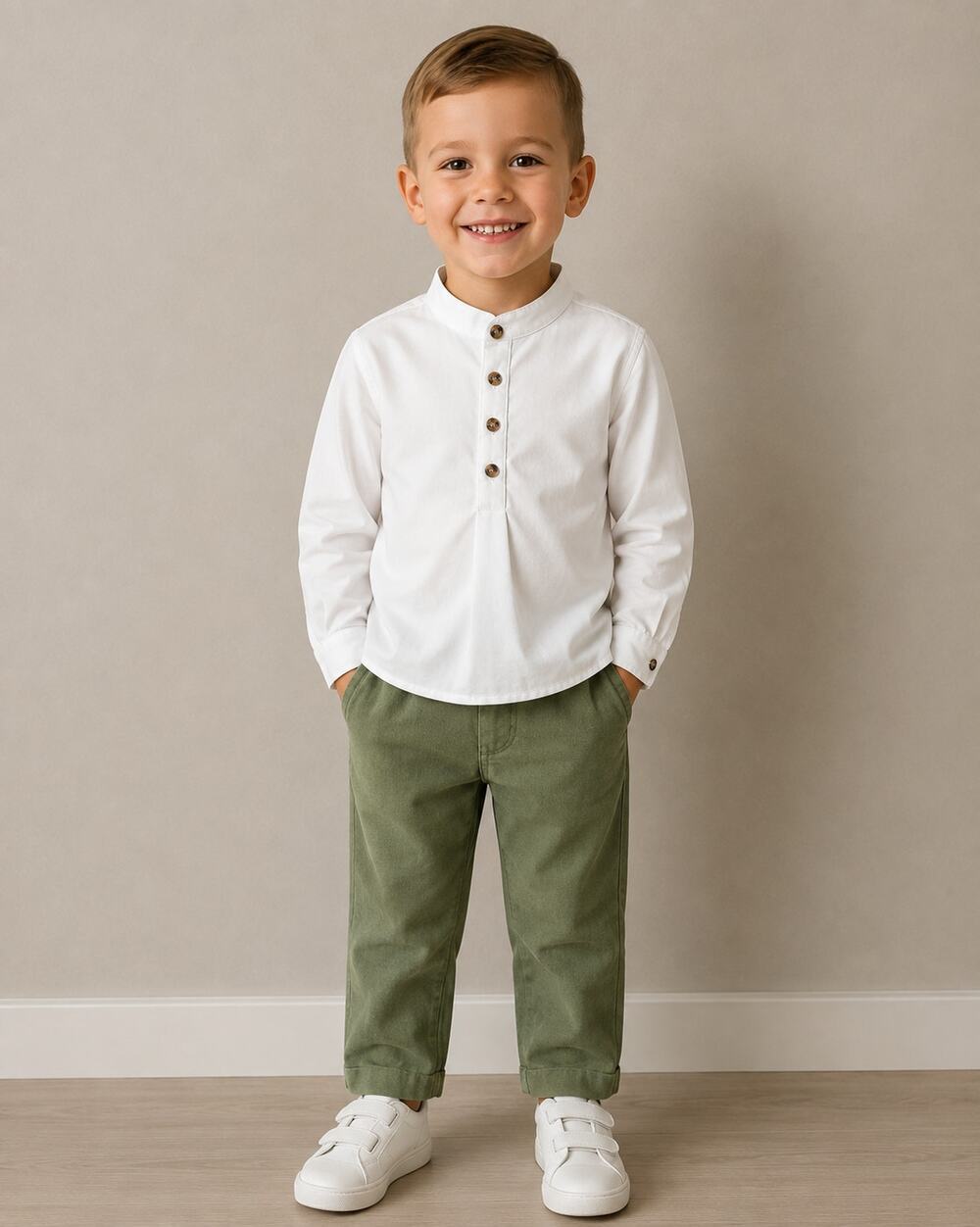 Edgehill Boys 6 NWT White Shirt & Olive Corduroy Pants Set
